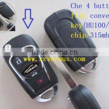 High quality Che 4 button flip converted key(HU100/ID46 chip/315mhz)