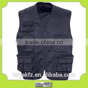 100%cotton denim men's padded vest with multi pockets