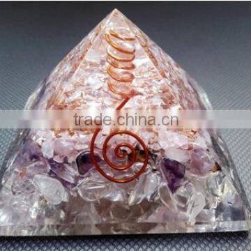 Amethyst Orgone Pyramid with Crystal point