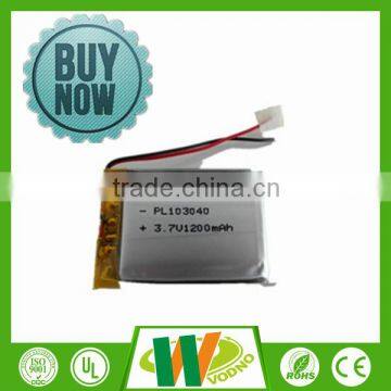 Factory direct 1200mah 3.7v li-polymer battery LP103040