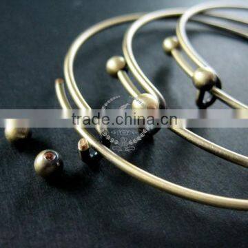 65mm Diameter Vintage Style Antiqued Bronze Brass Double Beads Screw Top Adjustable DIY Wiring Bracelet Bangle Supplies 1900093 photo-2