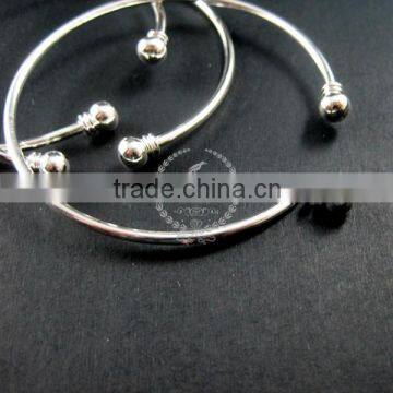 2mm Thick Wire One End Open Brass Silver Plated Wiring Bangle Bracelet Cuff DIY Supplies 1900038 photo-4