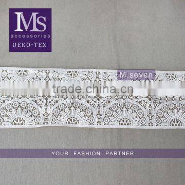 cotton embroidery lace scallop cotton crochet lace wide lace trim in 13cm in white
