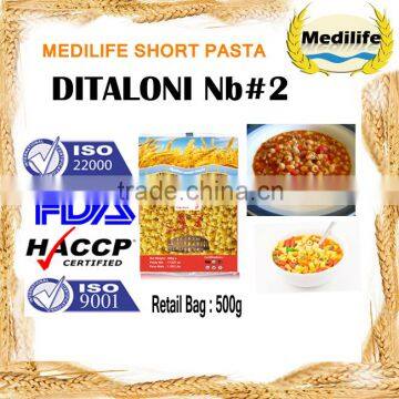 Fell Pasta Nb#2 100% Durum Wheat Semolina Flour Ditaloni Bag 500g. Fell Macaroni with FDA Certification .