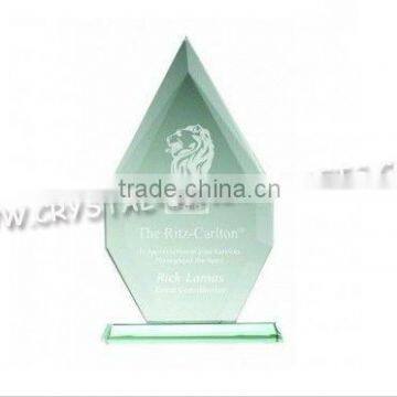 Engraved jade glass award trophy