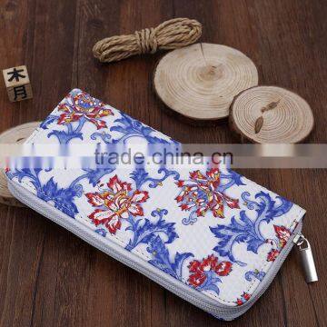 Hot 2016 new fashion chinese style porcelain pattern lady wallet purse