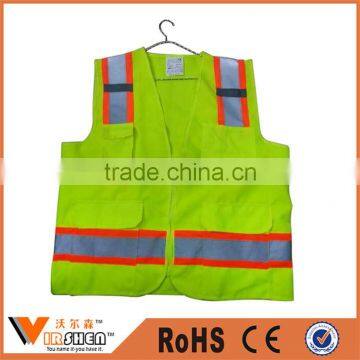 Good quality motorcycle reflective safety vest with pockets for policeman on roadway walking use