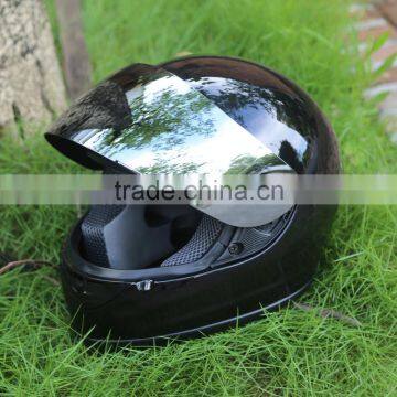 Adult Mirror Shield Gloss Black Full Face Motorcycle Street Helmet DOT Moto Bike