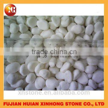 Landscaping round snow white pebbles