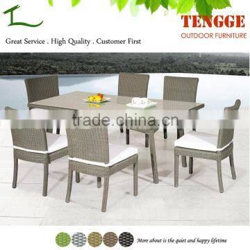 TG-8017 Grey round rattan outdoor furniture wicker dining set for house