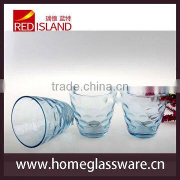 glass manufactory supply colored drinking glass cup, glass tumbler with dot patten