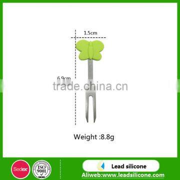 Food Grade Custom Stainless Steel Silicone Fruit Forks,Lovely Silicone Fruit Fork Set photo-2