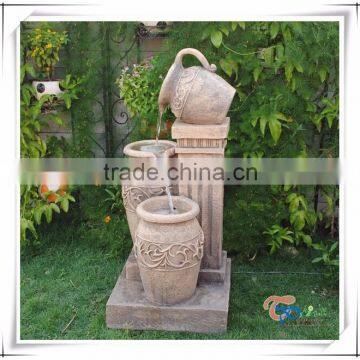 Three urn jar water feature led light fountain