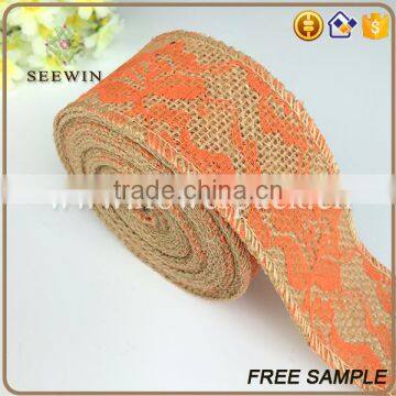 Royal Blue Chevron Burlap Ribbon for Wrapping photo-4