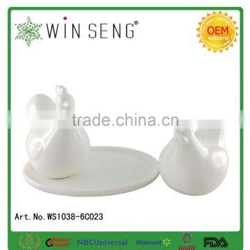 Salt And Pepper Shaker Salt Pepper Bottle With Holder Set Ceramic Crafts photo-2