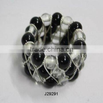 Black and white three layers Napkin ring in glass beads can be in any colour