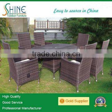 hot sale 6 seater wicker aluminium PE rattan dining table