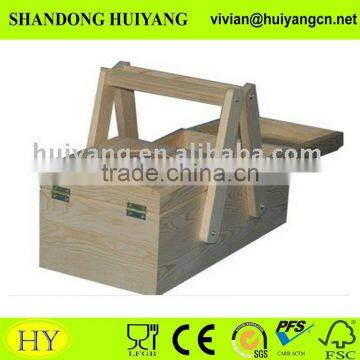 wholesale pine wooden Sewing Box Folding Out Storage craft or sewing solid wood box unfinished