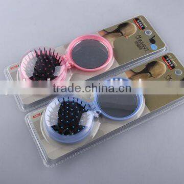 Round folding comb/Foldable hair brush with mirror