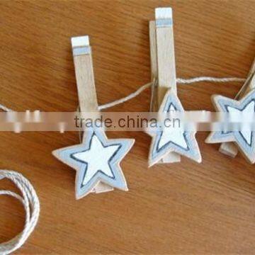 2017 Star Art Clips grey white and natural wooden stars on clips made in China