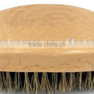 Premium Boar Bristle Beard & Hair Brush with Beechwood Contoured Handle