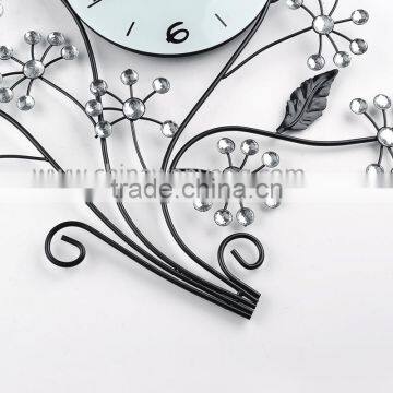 2015 China Factory Modern Luxury Tree Design Iron Art Quartz Wall Clock
