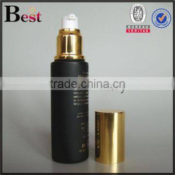 50ml Hot Products Hot Stamping Black Frosted Glass Bottle With Gold Aluminum Pump and Cover for Lotion Cosmetic Packaging photo-2