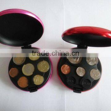 Promotional Aluminium EURO US Coins Holder Wallet