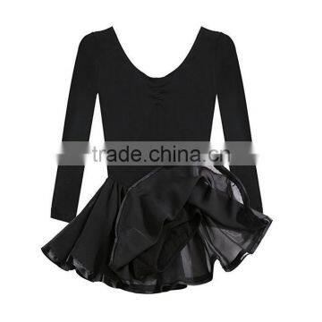 Kids Dancing Costumes Classic Ruffle Black Long Flutter Sleeve Ballet Gymnastics Wholesale Dance Leotards photo-4