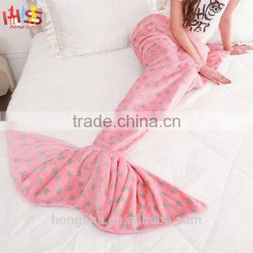 Pink Polka Dot Cute Mermaid Blanket Customize Mermaid Tail Blanket HSB7566