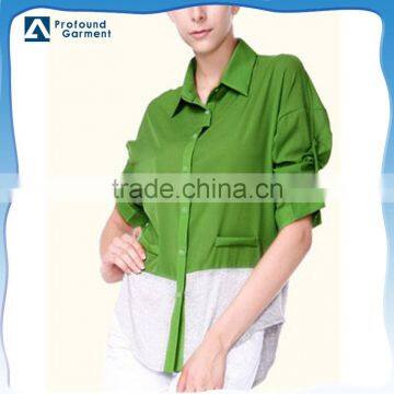 blouse women shirt model latest shirt designs for women with chiffon and knitted fabric