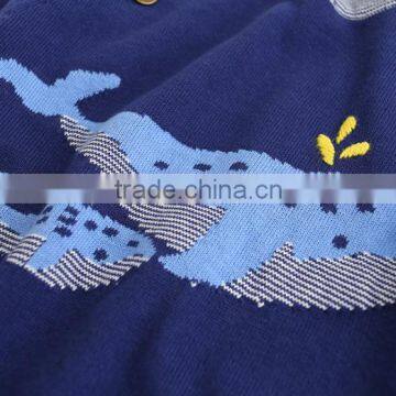 Hot Knitted Patchwork Whale Pattern Round Collar Children Sweater of High Quality photo-3