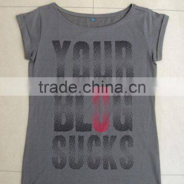 women short sleeve screen printed t-shirt , super soft t shirts