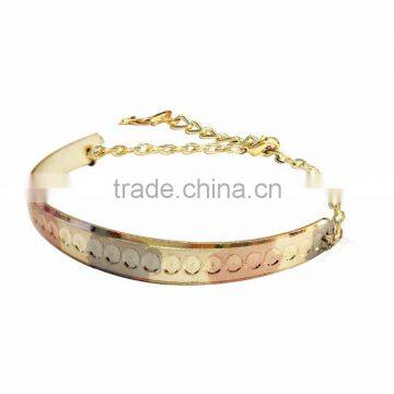 Cheap Three Tone Stylish Bangle Bracelet With Extension Link Chain