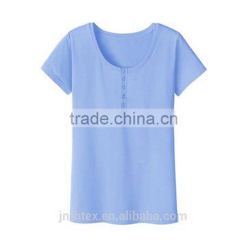 Plain no Brand Short Sleeve Cotton T-shirt With Fastener for Girls photo-2