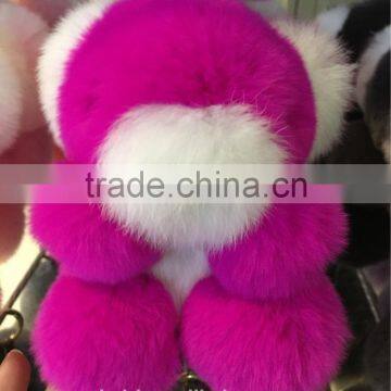 Real Rex Rabbit Fur Keychain Bear Doll Doll Key Chain Charm Golf Bag Pendant Wallet Pom Pom Coon Car Pendant photo-4