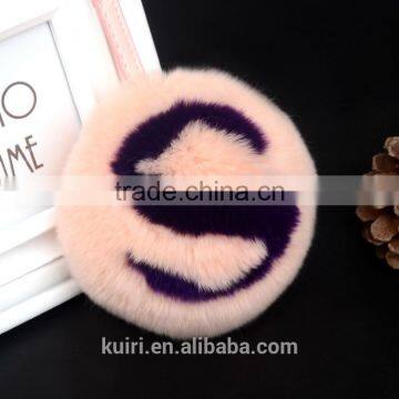 Selling English Letters Design Rex Rabbit/fox Fur Pom Pom Keychain photo-2