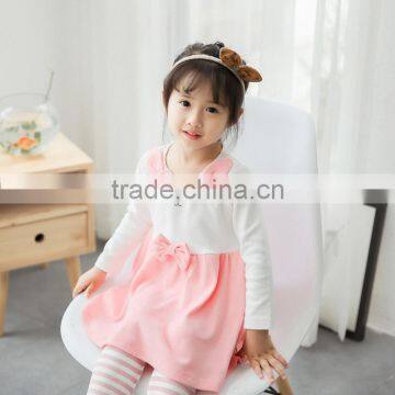S60631B 2017 Baby Long Sleeve Rabbit Print Clothing Wholesale Children Girls Cartoon Dress photo-6