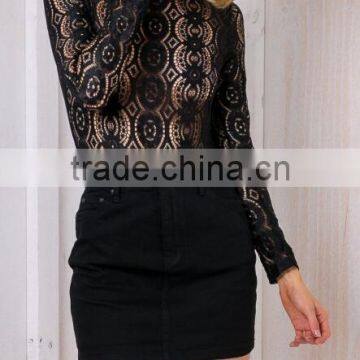 Runwaylover 114 Hot Sale 2017 Women Fashion Lace Transparent T-Shirt photo-3