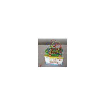 Custom Colorful Fruit PUZ Circle Wire Wooden Bead Toy with Lovable Animal