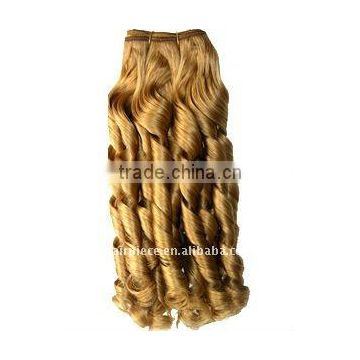 Blonde spring curly human hair weaving extensions, chinese remy hair