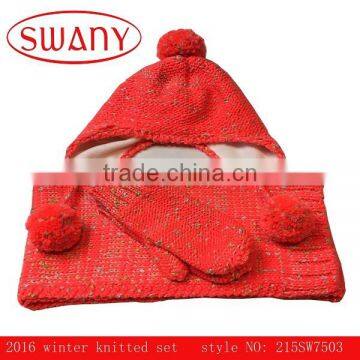 2016 fashion kids knitted hatscarf hat & gloves set,red gloves hat and scarf set,acrylic scarf hat & gloves set