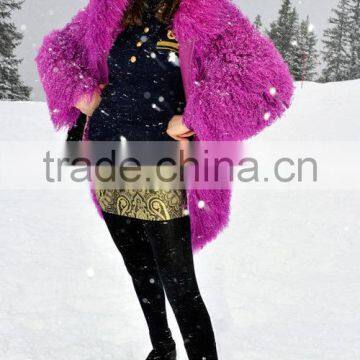 SJ034-01 Hooded 80CM Pantone Card Full-length Black Winter Real Fur Coat for Fashion Women