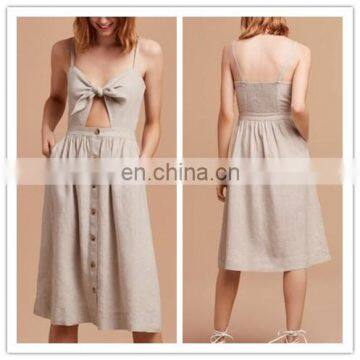 High Quality Linen Dress women casual dress linen Gown