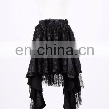 Layered black frill asymmetric gothic skirt Q-201 Punk Rave