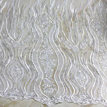 Factory direct white wedding decoration and textured wedding dress fabric