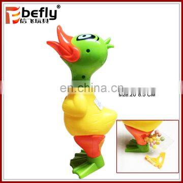 Funny squeeze vinyl duck toy with candy container