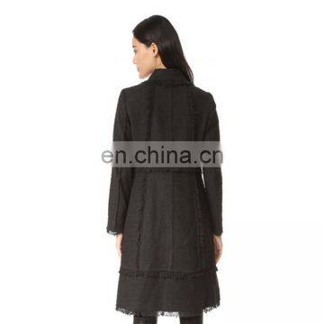 OEM Service Elegant Black Body Fit Wool Ladies Topcoat photo-4