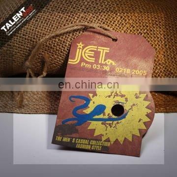 custom special process flocking paper hang tag for clothing