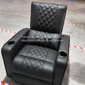 Black Leather Power Recliner Single Chair,home Theater Seating With Cupholder photo-3